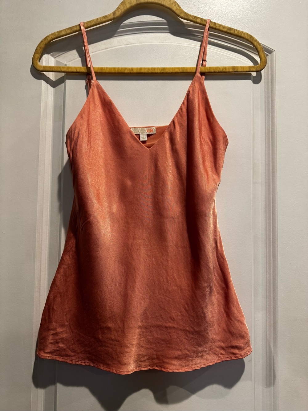 Coral Satin V-Neck Spaghetti Strap Cami